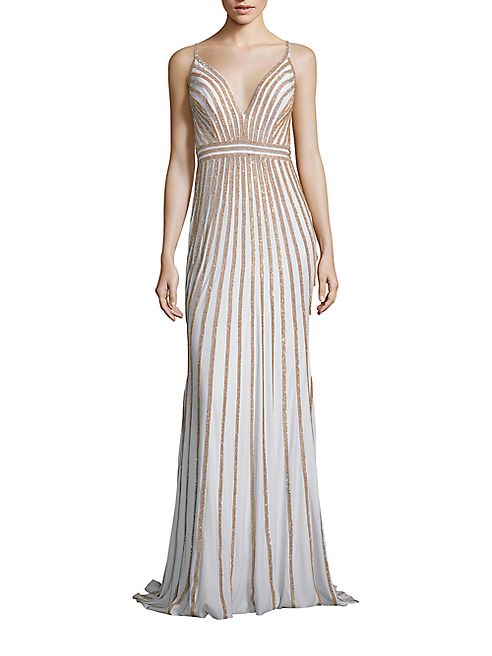 Jovani - Beaded Jersey Gown