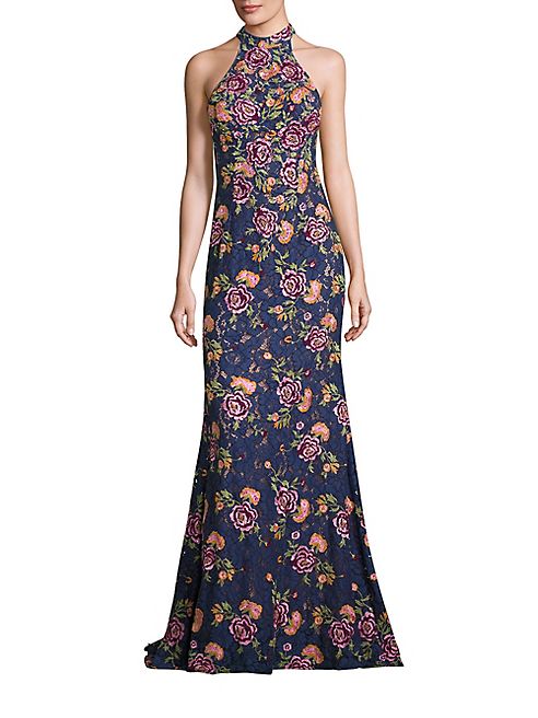 Jovani - Embroidered Floral Lace Gown