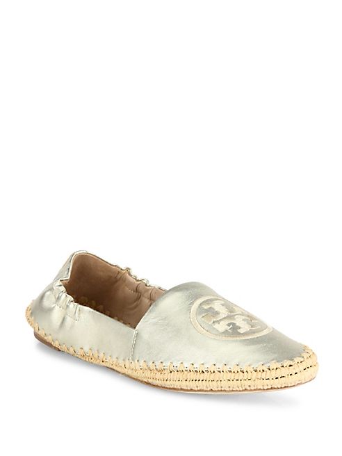 Tory Burch - Darien Metallic Leather Espadrille Loafers