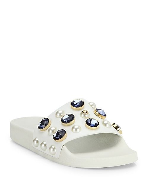 Tory Burch - Vail Jeweled Leather Slides