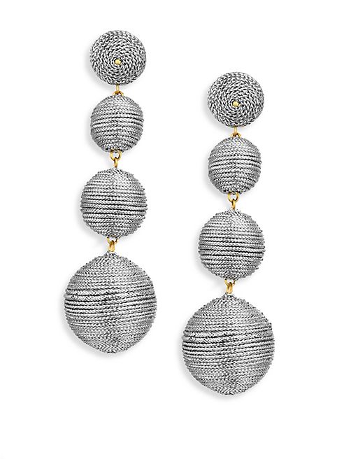 Kenneth Jay Lane - Three Thread Ball Drop Earrings/Silver