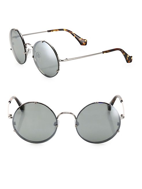 Balenciaga - 55MM Mirrored Round  Sunglasses