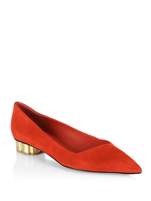 Salvatore Ferragamo - Bari Flower Heel Suede Flats