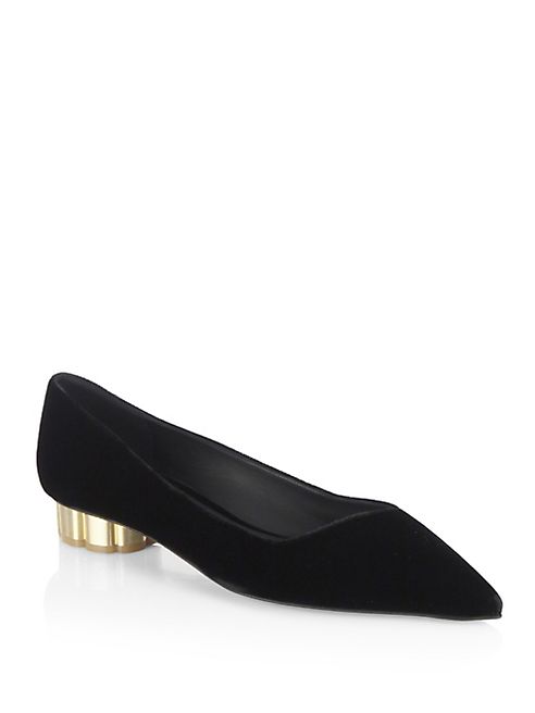 Salvatore Ferragamo - Bari Flower Heel Velvet Flats