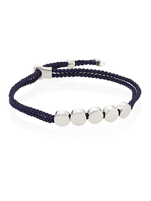 Monica Vinader - Linear Bead Sterling Silver Friendship Bracelet/Navy