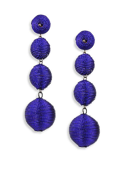 Kenneth Jay Lane - Three Thread Ball Drop Earrings/Blue