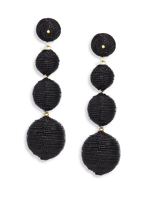 Kenneth Jay Lane - Three Thread Ball Drop Earrings/Black