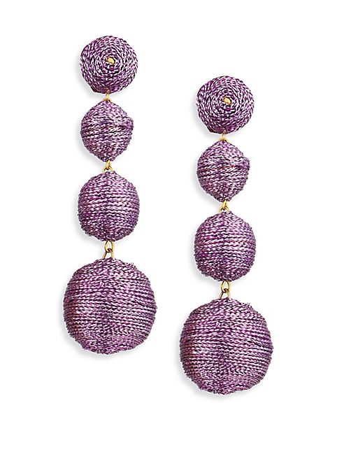 Kenneth Jay Lane - Three Thread Ball Drop Earrings/Purple