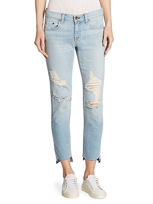 rag & bone/JEAN - Dre Distressed Step Hem Capri Jeans/Marina