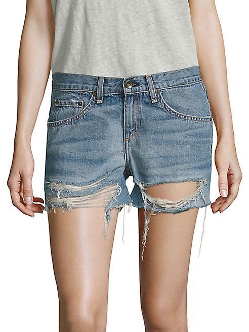 rag & bone/JEAN - Boyfriend Distressed Denim Shorts/Rye