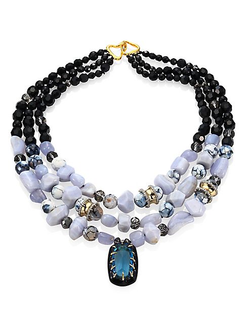 Alexis Bittar - Elements Lace Agate & Crystal Three-Strand Necklace