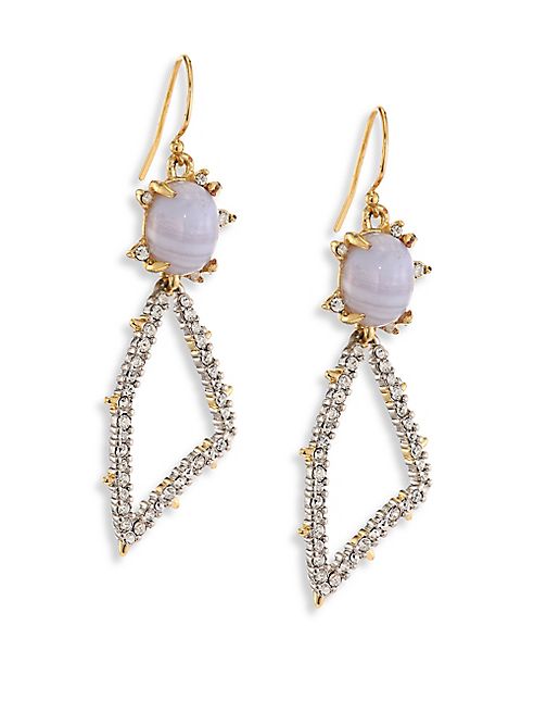 Alexis Bittar - Elements Blue Lace Agate & Crystal Geometric Drop Earrings