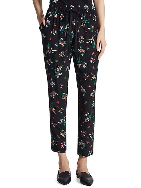 RED Valentino - Floral-Print Silk Drawstring Pants