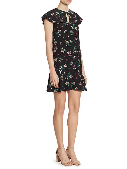 RED Valentino - Floral-Print Silk Keyhole Dress