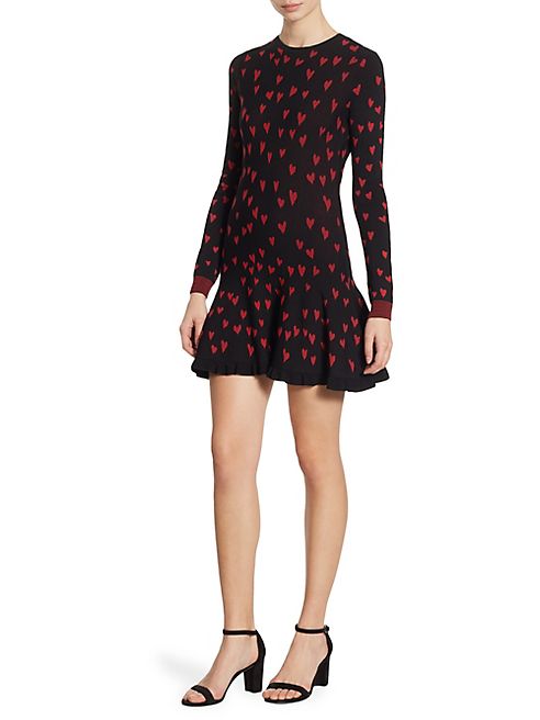 RED Valentino - Heart Intarsia Sweater Dress