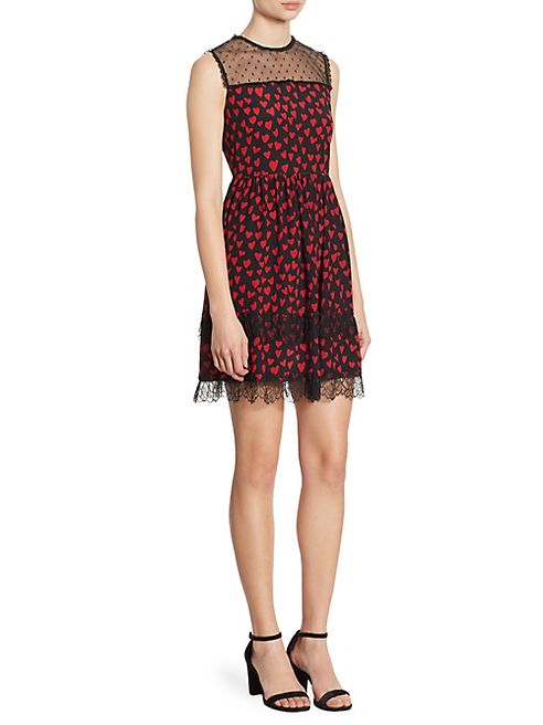 RED Valentino - Heart-Print Silk Dress