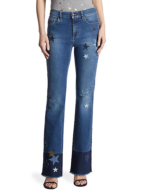 RED Valentino - Star Frayed Bootcut Jeans