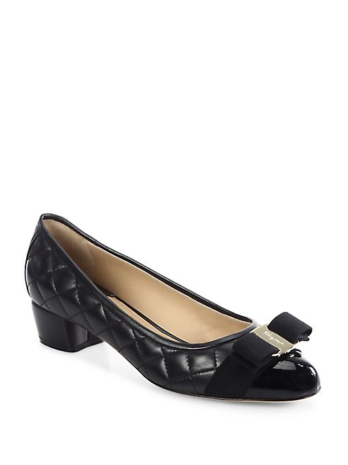 Salvatore Ferragamo - Vara Quilted Leather Block Heel Pumps