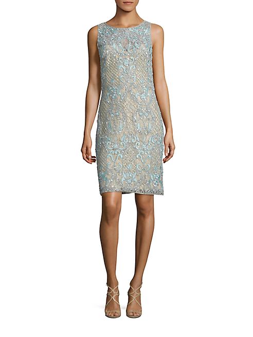 Aidan Mattox - Beaded Lace Sheath Dress