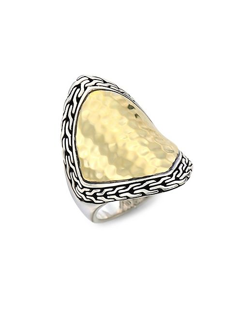 John Hardy - Classic Chain Two-Tone Hammered Saddle Ring