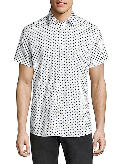 J. Lindeberg - Allover Polka Dot Printed Button-Down Shirt