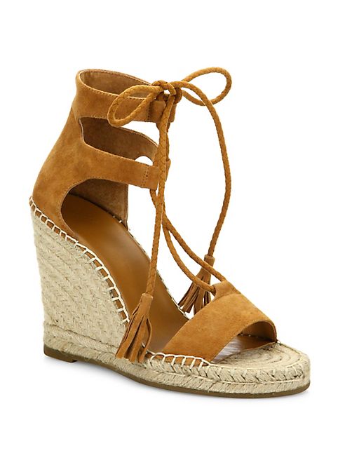 Joie - Delilah Lace-Up Suede Espadrille Wedge Sandals