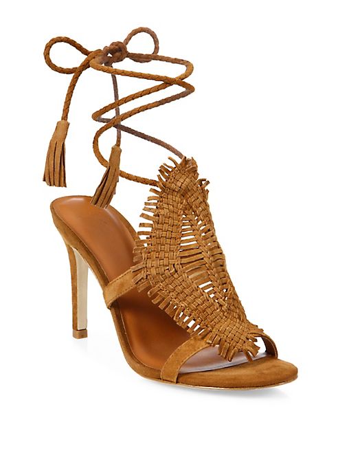 Joie - Ady Woven Suede Ankle-Wrap Sandals