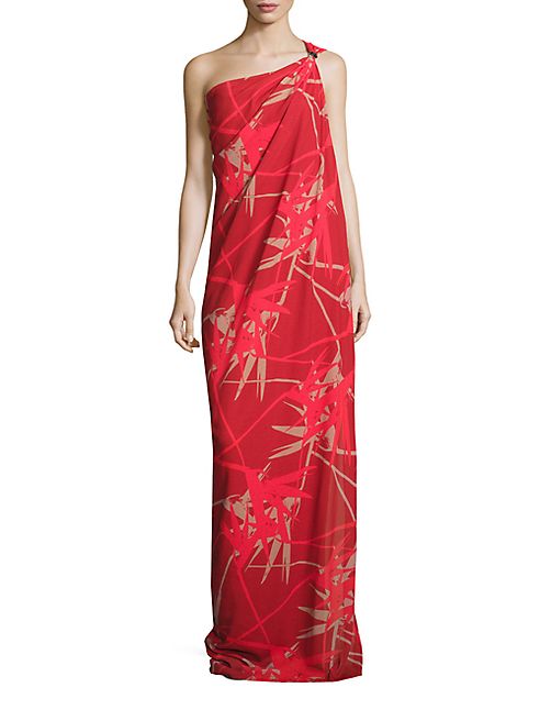 Halston Heritage - Printed Drape Gown