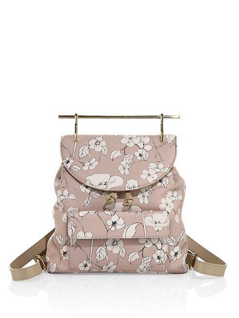 M2Malletier - Flower-Print Leather Backpack