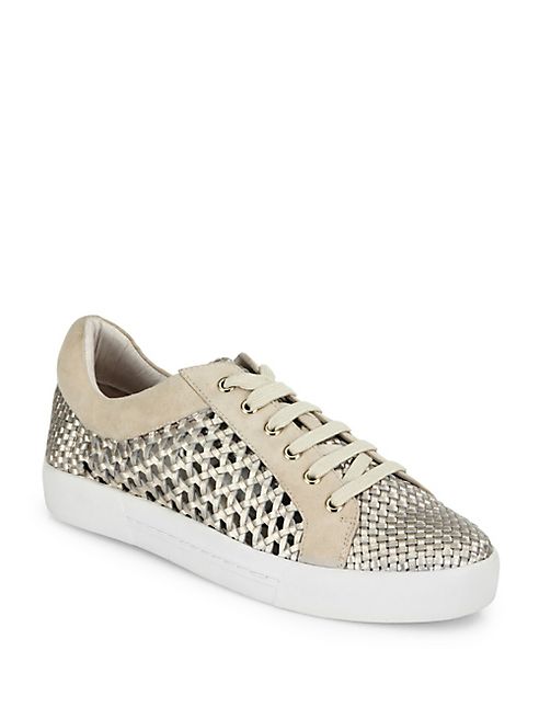 Joie - Duha Perforated Woven Metallic Leather Sneakers