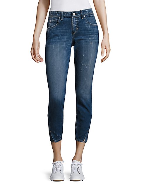 AMO - Twist Cropped Dark Wash Skinny Jeans