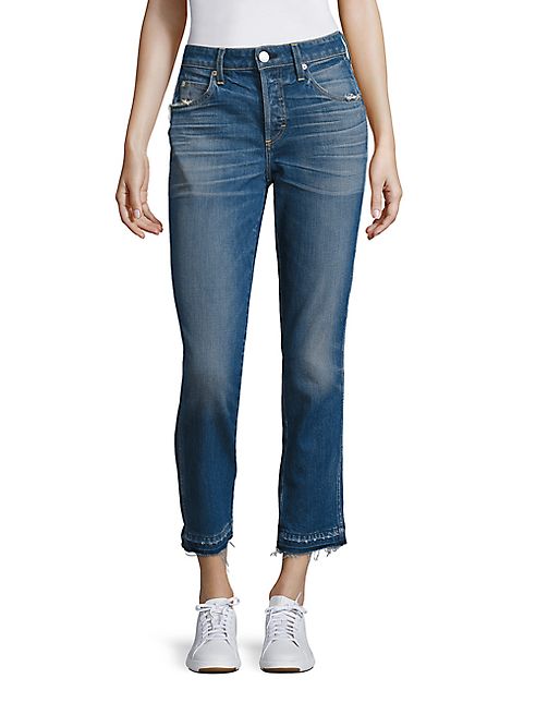 AMO - Babe High-Rise Raw Hem Straight-Leg Jeans