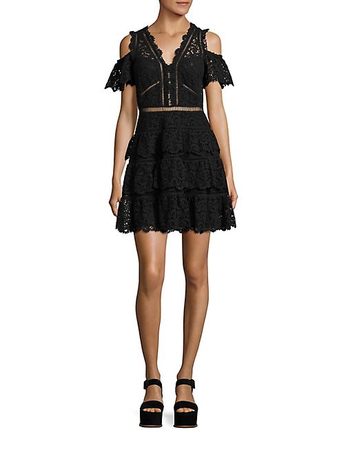 Rebecca Taylor - Eliza Cold-Shoulder Silk Lace Dress