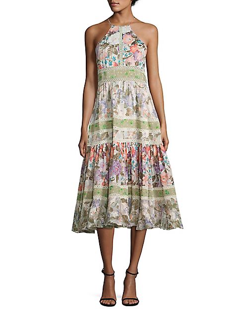 Rebecca Taylor - Printed Cotton & Silk Halter Dress