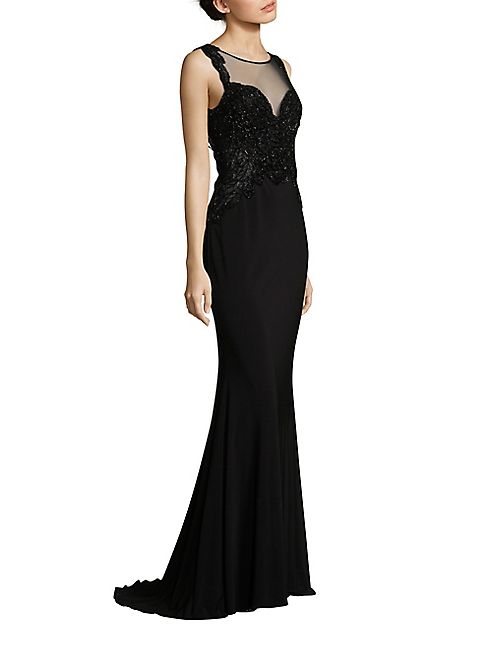 Basix Black Label - Beaded Open Back Gown