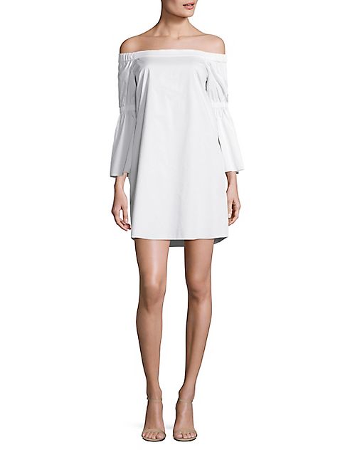 Tibi - Off-The-Shoulder Satin Poplin Dress