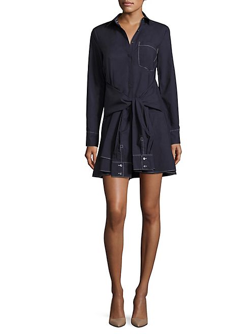 Derek Lam 10 Crosby - Tie-Waist Cotton Shirtdress