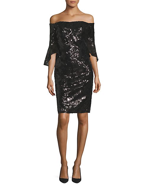 Laundry by Shelli Segal - Sequined Off-The-Shoulder Sheath Dress