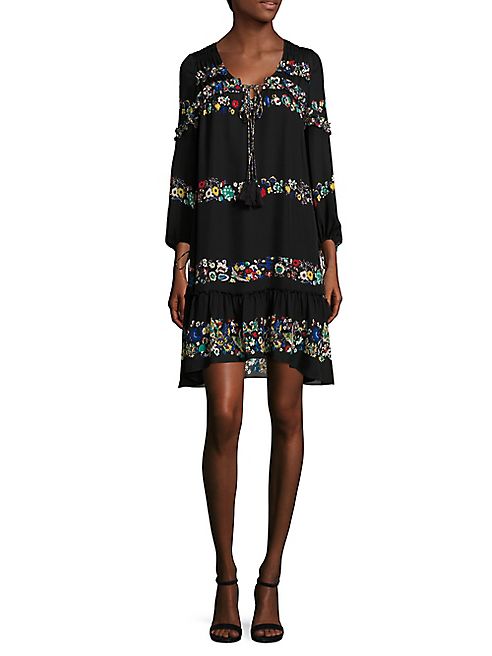 Derek Lam 10 Crosby - Embroidered Silk Ruffle Dress