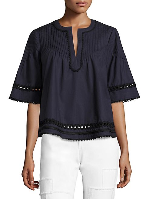 Derek Lam 10 Crosby - Pintuck Poplin Top