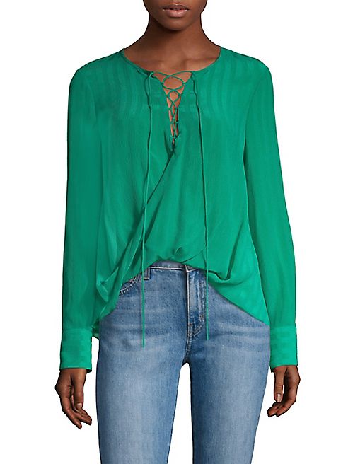 Derek Lam 10 Crosby - Draped Silk Lace-Up Blouse