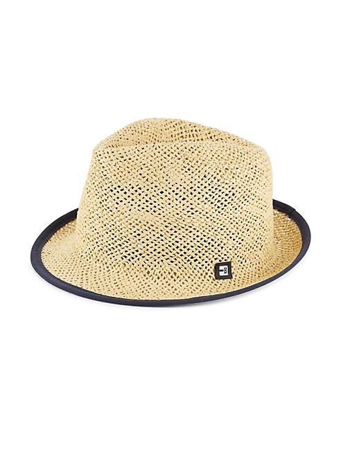 Block Headwear - Suede-Tipped Open Weave Straw Trilby