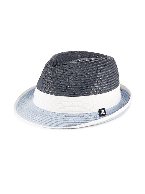 Block Headwear - Colorblock Braided Straw Trilby