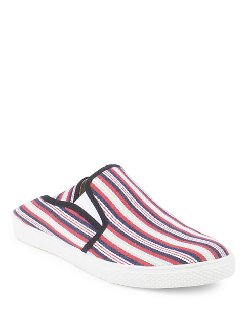 Stella McCartney - Striped Canvas Slip-on Sneakers