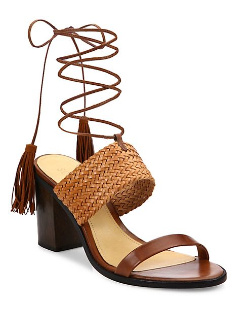 Schutz - Luky Lace-Up Leather Sandals