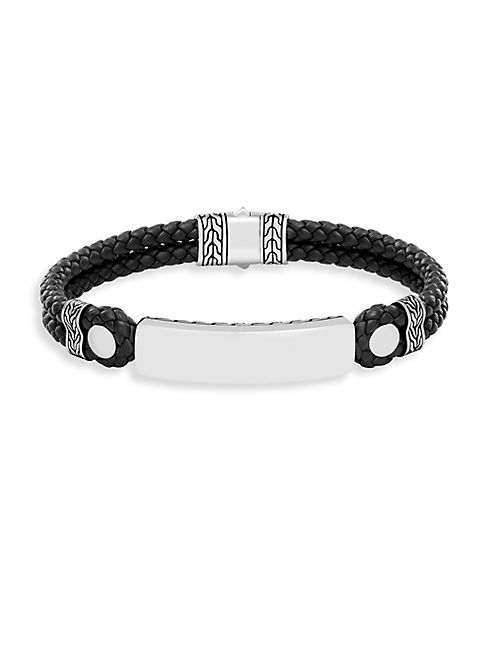 John Hardy - Classic Silver ID & Woven Leather Bracelet