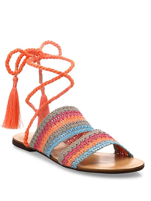 Schutz - Zendy Crochet Ankle-Wrap Slides