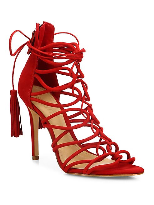 Schutz - Valquis Suede Lace-Up Cage Sandals