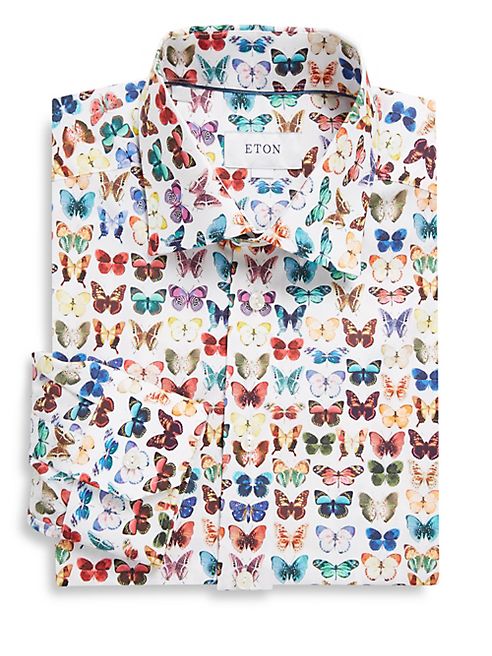 Eton - Regular-Fit Butterfly Printed Cotton Shirt