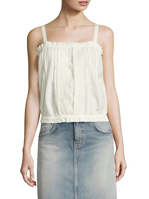 Current/Elliott - The Lace Cotton Eyelet Tank Top